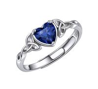 ChicSilver September Heart Birthstone Rings for Women Fashion Jewelry 925 Sterling Silver Celtic Knot Ring Adjustable