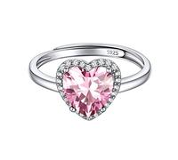 ChicSilver Silver Heart Ring October Birthstone Finger Rings Adjustable for Women