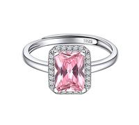 ChicSilver Silver Square Ring October Birthstone Finger Rings Adjustable for Women