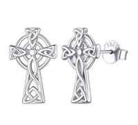 ChicSilver Silver Stud Earring for Women Sterling Silver Celtic Cross Ear Studs Piercing Jewellery for Lady