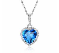 ChicSilver Sparkling December Birthstone Pendant Necklace for Women Mothers 925 Sterling Silver Shape Of My Heart Romantic Jewelry