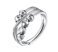 ChicSilver Spinner Ring, 925 Sterling Silver Adjustable Fidget Ring for Women and Men - Bead Ring for Anxiety Relief