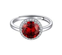 ChicSilver Sterling Silver Birthstone Ring for Women January Birth Adjustable Rings Simulated Garnet Gemstone Jewelry