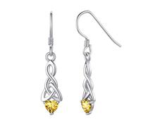 ChicSilver Sterling Silver Earring for Women Sparkly Yellow Topaz Drop Earrings Celtic Irish Knot Fish Hook Earring November Jewellery gifts
