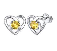 ChicSilver Sterling Silver Earring for Women Sparkly Yellow Topaz Stud Earrings Celtic Heart Knot Earring November Jewellery gifts
