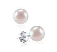 ChicSilver Sterling Silver Earrings 8mm Real Pearl Studs 925 Silver Freshwater Pearl Earring Elegant Minimal Jewellery