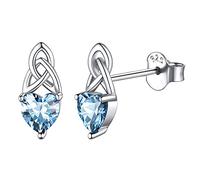 ChicSilver Sterling Silver Earrings Sparkly March Birthstone Jewellery Shiny Silver Simulated Aquamarine Celtic Stud Earring