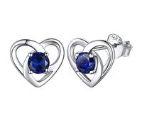 ChicSilver Sterling Silver Earrings Tiny Small September Sapphire Blue Earrings Pure Silver Celtic Heart Stud Earring for Her