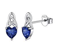 ChicSilver Sterling Silver Earrings Tiny Small September Sapphire Blue Earrings Solid Silver Celtic Knot Stud Earring for Her