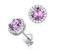 ChicSilver Stud Earrings for Women Sterling Silver June Birthstone Small Silver Earring Bling Alexandrite Cubic Zirconia Jewellery