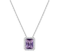ChicSilver Tiny Sparkle Birthstone Necklace for February Women Simulated Amethyst 925 Sterling Silver Birth Gemstone Jewelry
