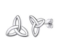 ChicSilver Triangle Celtic Knot Stud Earrings for Women 925 Sterling Silver Tiny Earring for Sensitive Ears Minimalist Jewelry
