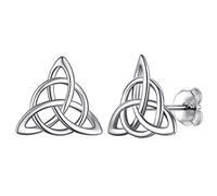 ChicSilver Vintage Celtic Knot Triangle Stud Earrings Hypoallergenic 925 Sterling Silver Delicate Ear Studs for Women Girls Lucky Irish Jewelry