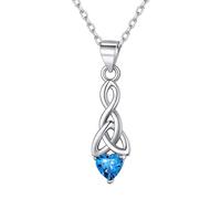 ChicSilver Womens Necklace Sterling Silver Celtic Knot December Blue Topaz Necklaces 925 Silver Jewellery for Christmas New Year