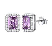 ChicSilver Womens Stud Earrings Sterling Silver June Alexandrite Earring 925 Silver Purple Birthstone Ear Studs Pierced Jewellery