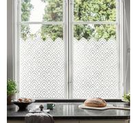 Chicskin 150X58CM Window Film Privacy for Glass Windows, Pure White Vintage Frosted Window Film, Floral Window Clings for Kitchen Bathroom Office Bedroom, White Film Lotus Petal