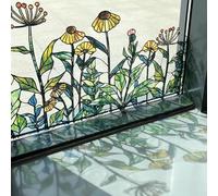 ChicSkin 43X138CM Original Hand Drawn Stained Glass Window Stickers, spring thistle floral pattern Non-adhesive Static Cling Window Clings Static Cling Glass Decoration for Living room Bedroom Kitchen