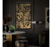 ChicSkin Blackout Window Film Privacy, Decorative Privacy Film for Glass Windows Non adhesive Static Cling, Window Film Light Blocking, Faux Gold Fern 43x200cm