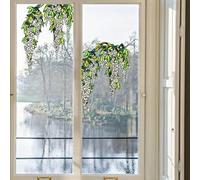 ChicSkin Floral Window Stickers Stained Glass, Original Hand Drawn Wisteria Glass Covering Decal, Static Cling Window Clings White Wisteria 11.81"X17.72"X2PCS