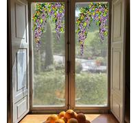 ChicSkin Floral Window Stickers Stained Glass, Original Hand Drawn Wisteria Glass Covering Decal, Static Cling Window Clings Violet Wisteria 30X45CM X2PCS