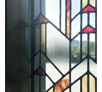 ChicSkin Hand-Drawn Imitation Stained Glass Window Film, Boho Double-Sided Semi-Transparent Geometry Window Film, Colourful, Frosted Glass Film, Suitable for Living Room, Bedroom, Kitchen, 28 x 140 cm