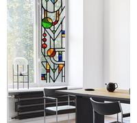 ChicSkin Hand-drawn pattern Stained glass window film, geometric Self-Adhesive double-sided decorative window film Transparent Static Cling Glass Decoration for Living room Bedroom Kitchen 43X215CM