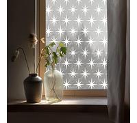 Chicskin Pure White Frosted Glass Window Film Vintage, Removable Patterned Frosted Decorative Window Film Privacy for Glass Door Window, White Window Cling Decor Starbursts 45X200CM