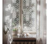 ChicSkin See Through Etched Glass Window Film, Double Sided Glass Decor Moroccan Tile Patterns, No Glue Static Cling Decorative Films for Office Home, 58x193cm