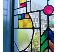 ChicSkin Self-Adhesive Stained glass window film, geometric Hand-drawn pattern double-sided decorative window film Transparent Static Cling Glass Decoration for Living room Bedroom Kitchen 28X140CM