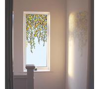 ChicSkin Stained Glass Window Stickers, Original Hand Drawn Glass Covering Decal, Static Cling Window Clings No Glue Boho Sunset Vine Transparent 33X58CM