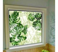 ChicSkin Watercolor Window Sticker 40x120cm, Static Cling Window Clings No Glue, Double Sided Stained Glass Flower Stickers for Covering Decal, Palm Tropical Leaves