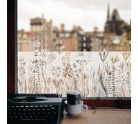 Chicskin Window Film Privacy for Glass Windows, Pure White Vintage Frosted Window Film, Floral Window Clings for Kitchen Bathroom Office Bedroom, Privacy Wild Flowers 39x150cm