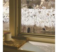 Chicskin Window Film Privacy for Glass Windows, Pure White Vintage Frosted Window Film, Reusable Floral Window Clings for Kitchen Bathroom Office Bedroom, Privacy Butterflies and Meadow 39x150cm