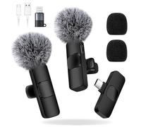 ChicSolis Wireless Lavalier Microphone Wireless Mini: 2 Plug Play Lavalier Microphone Wireless for iPhone Android MacBook iPad - Lapel Microphone for Video Recording Interview Vlog Live YouTube TikTok