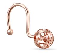 CHICTIE Rose Gold Shower Curtain Hooks Rings,Set of 12 Decorative Shower Curtain Hooks,Metal Rustproof Shower Rings for Bathroom