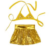CHICTRY 2 Pcs Sparkling Dog Bikini Set Adjustable Sequins Swimsuit for Small Dogs Beach and Pool Parties Gold L