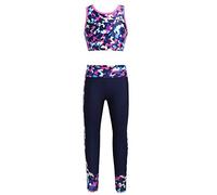 CHICTRY 2Pcs Kids Girls' Sleeveless Tank Crop Tops with Leggings Set for Gymnastics Sportswear Workout Fitness Spliced Multicolor 8-10 Years