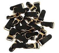 CHICTRY 30Pcs 14mm Suspender Clips Plastic Pacifier Underwear Straps Holder Clip Corset Leg Garter Belt Replacement Grip Hooks Gold & Black One Size