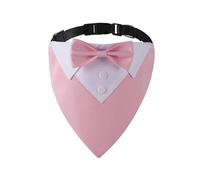 CHICTRY Adjustable Dog Bow Tie Collar Formal Tuxedo Triangle Wedding Bandana for Small Medium Large Dogs Cats Pink L