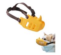 CHICTRY Adjustable Dog Muzzle Stop Barking and Biting Breathable Silicone Face Cover for Small Medium Dogs Yellow L