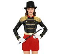 CHICTRY Adult Ballet Dance Leotards with Hat Magic Wand Gloves Shiny Sequin Women's Magician Costume Black XXL