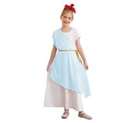 CHICTRY Ancient Roman Greek Costume Fancy Dress Up with Belt Halloween Grecian Cosplay Costume Light Blue 7-8 Years