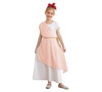 CHICTRY Ancient Roman Greek Costume Fancy Dress Up with Belt Halloween Grecian Cosplay Costume Light Orange 5-6 Years