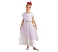 CHICTRY Ancient Roman Greek Costume Fancy Dress Up with Belt Halloween Grecian Cosplay Costume Purple 9-10 Years