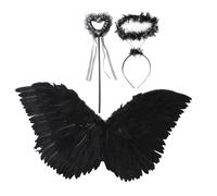 CHICTRY Angel Feather Wings And Plush Headband Fairy Heart Wand For Halloween Christmas Fancy Dress Back Set One Size