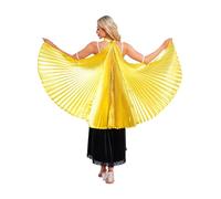 CHICTRY Belly Dance Angel Wings Shimmery Fairy Wings Dance Performance Pleated Cape For Women Gold One Size