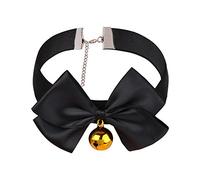 CHICTRY Black Ribbon Bow & Bell Choker Collar Necklace Japanese Anime Cosplay Black Medium