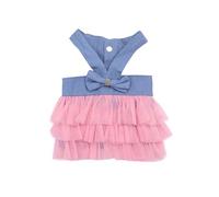 CHICTRY Bow Dog Dress Pet Striped Tutu Skirt Summer Puppy Clothes Sling Princess Dresses for Kitten Chihuahua Yorkie Blue XL