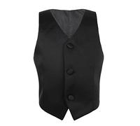 CHICTRY Boys Kid Glitter Floral Formal Waistcoat Suit Vest Tuxedo Wedding Party Outwear Black 7-8 Years