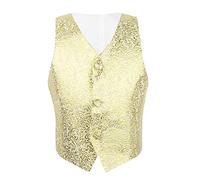 CHICTRY Boys Kid Glitter Floral Formal Waistcoat Suit Vest Tuxedo Wedding Party Outwear Gold 5-6 Years